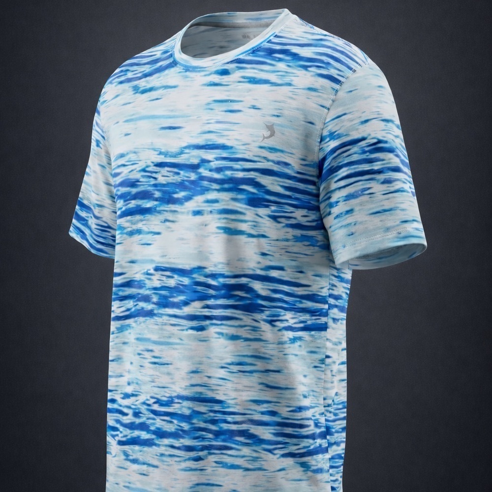 Reel Legends Keep It Cool Performance Shirt Blue Fishing Tee Men’s L